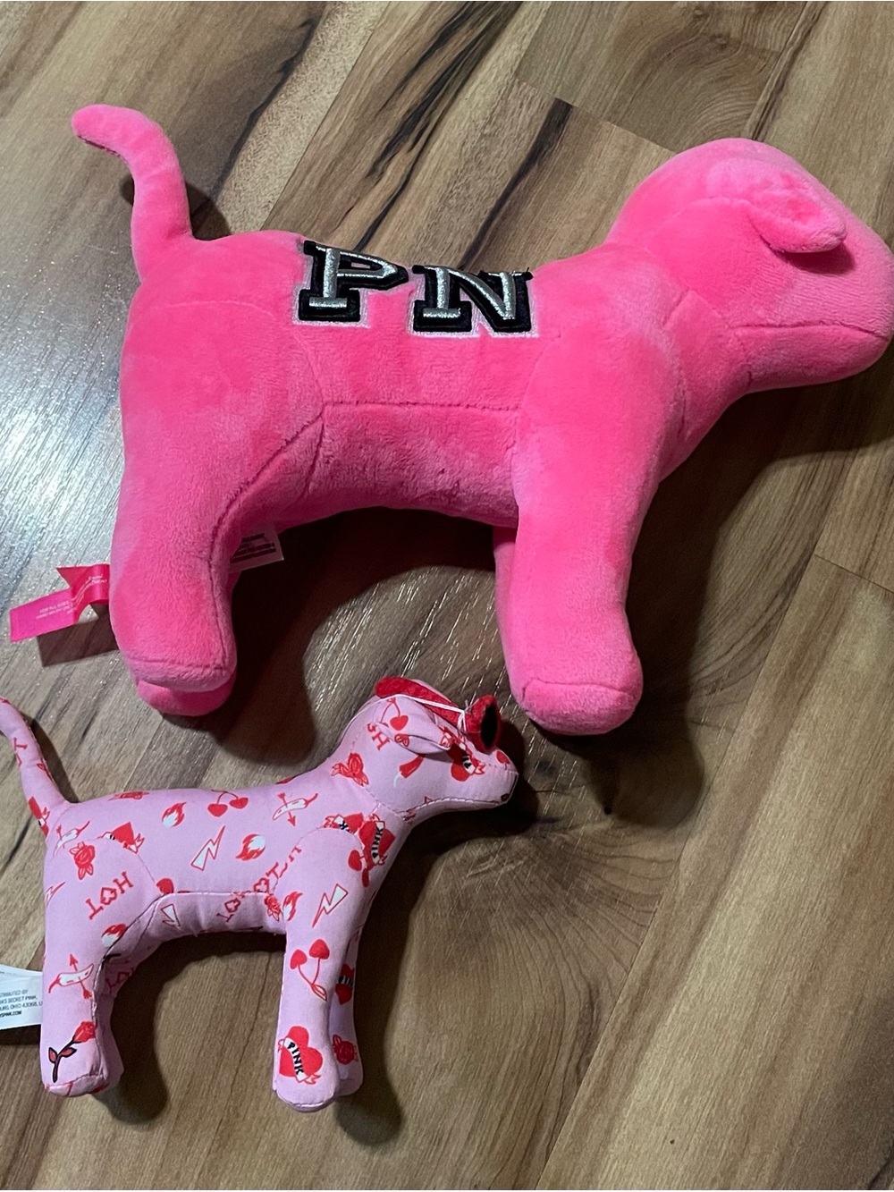 Victoria's Secret PINK Plush Dog Bundle Large Hot Pink PN & Valentine Mini 2pc - Picture 1 of 12